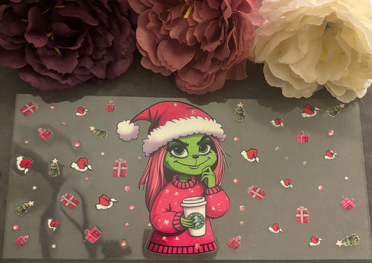 550ml Glass or plastic cup - Girl Grinch