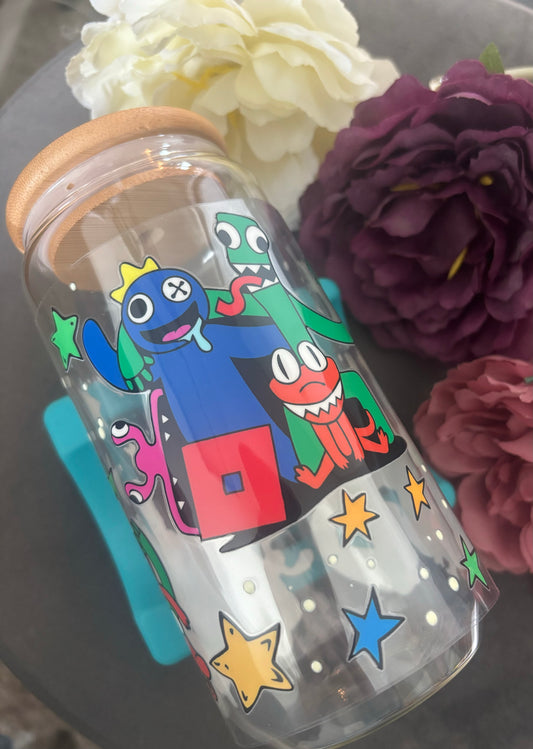 550ml Glass or plastic cup - rainbow friends